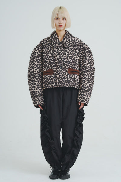 Padded Quilted Leopard Jacket Beige Leopard