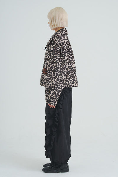 Padded Quilted Leopard Jacket Beige Leopard