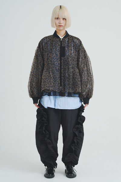 Reversible See-through Leopard Print Jacket Brown Leopard×Black