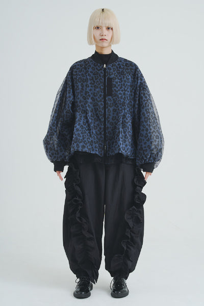 Reversible See-through Leopard Print Jacket Gray Leopard×Black