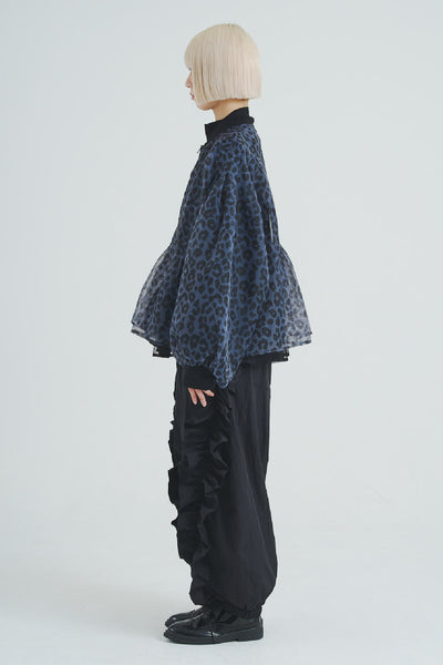 Reversible See-through Leopard Print Jacket Gray Leopard×Black