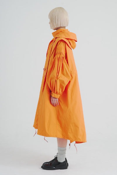 !Pre-order!2WAY Pin tuck Nylon Long Mods coat Orangeライナーあり・なし