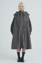 画像をギャラリービューアに読み込む, 2WAY Pin tuck Nylon Long Mods coat Gray[ライナーなし]
