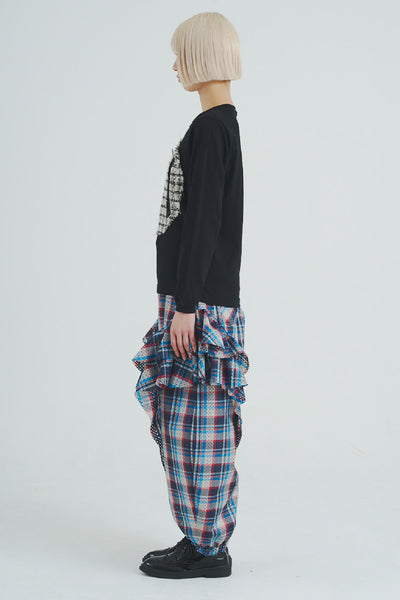 !Pre-Order!Embroidered Patchwork Long-Sleeve T-Shirt Black