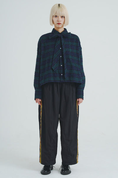 !Pre-Order!Ribbon-Tie Check Shirt Green Check