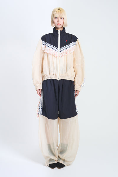 ! Pre-Order !Fringe Windbreaker Ecru ×Navy