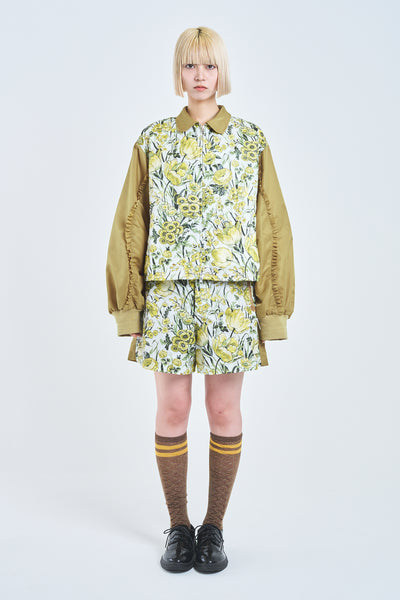 ! Pre-Order !　Paneled Frill Flight Jacket  Flower