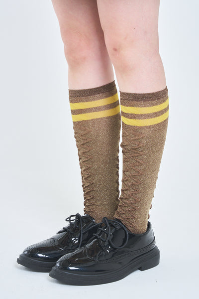 ! Pre-Order !  Striped Knee-High Socks Brown