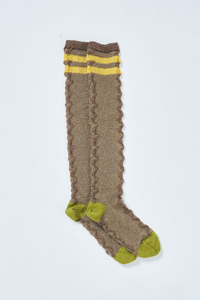 ! Pre-Order !  Striped Knee-High Socks Brown