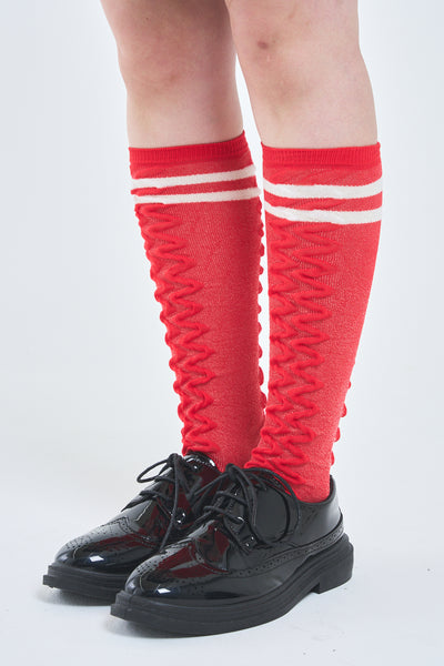 ! Pre-Order !  Striped Knee-High Socks Red