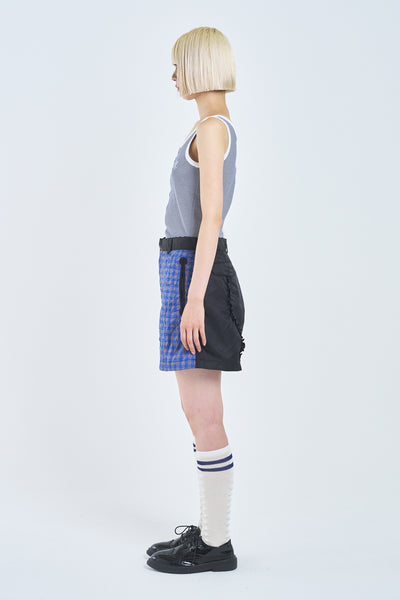 ! Pre-Order !　Paneled Frill French Short  Gingham check
