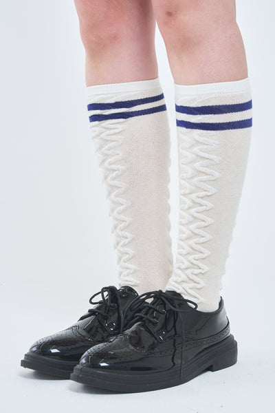 ! Pre-Order !  Striped Knee-High Socks  White