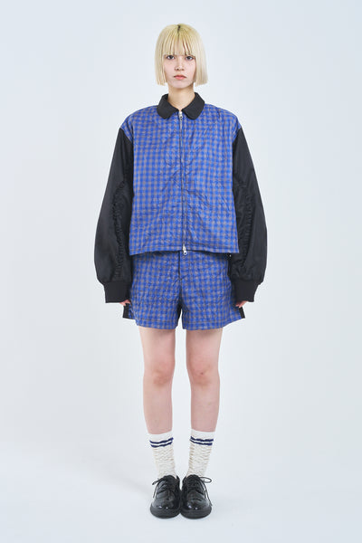 ! Pre-Order !　Paneled Frill Flight Jacket  Gingham Check