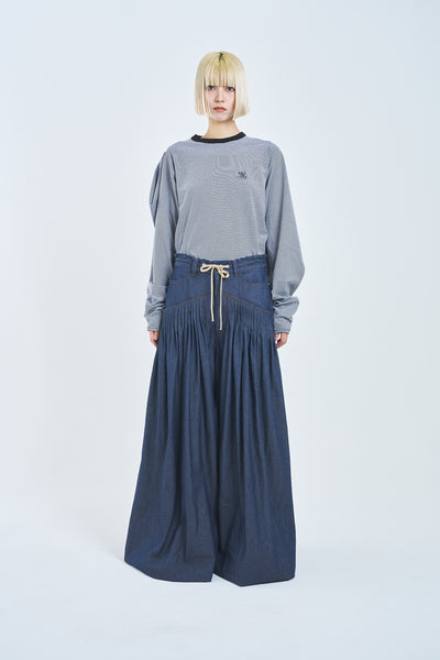 ! Pre-Order ! Pin tuck Baggy Pants Indigo