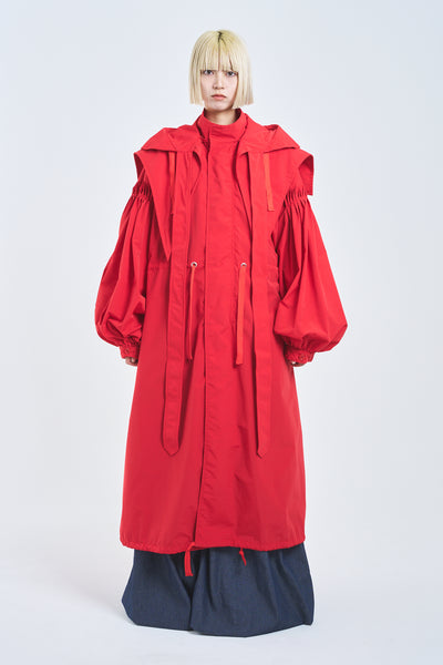 ! Pre-Order ! 2Way Pin tuck Nylon Sailor Mods Coat　Red
