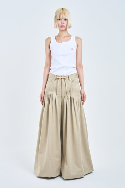 ! Pre-Order ! Pin tuck Baggy Pants Beige