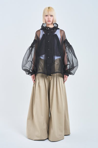 ! Pre-Order !  See-through Pin tuck Short Mod Coat　Black