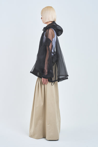 ! Pre-Order !  See-through Pin tuck Short Mod Coat　Black