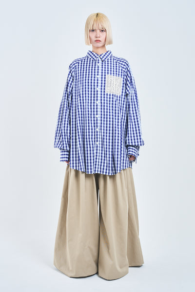 ! Pre-Order !  Pin tuck Shirt  Blue Check