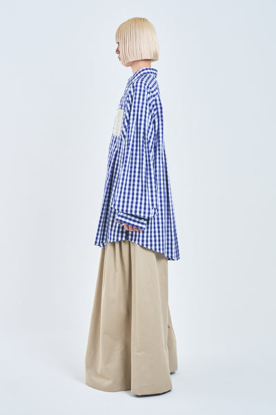 ! Pre-Order !  Pin tuck Shirt  Blue Check