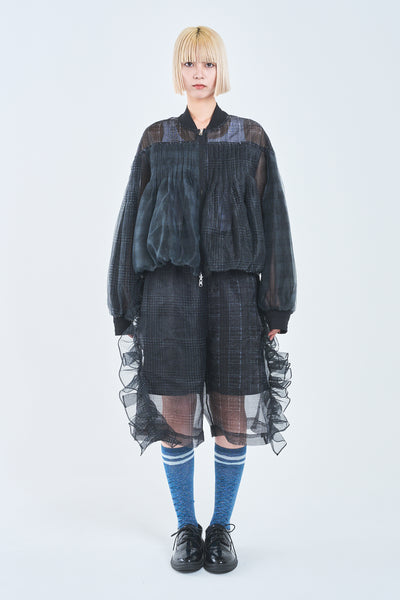! Pre-Order !  Reversible See-through  Pin tuck MA-01  Black Check