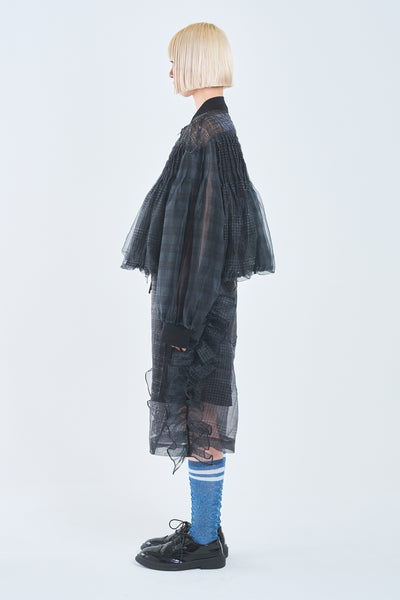 ! Pre-Order !  Reversible See-through  Pin tuck MA-01  Black Check