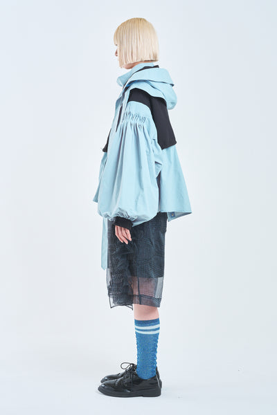 ! Pre-Order ! 4Way Pin tuck Nylon Mountain Jacket 　Sky × Black