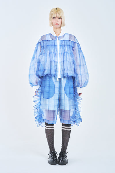 ! Pre-Order !  Reversible See-through  Pin tuck MA-01  Blue Check