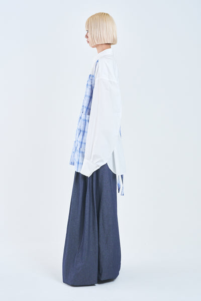! Pre-Order !  Apron Shirt. Blue Check