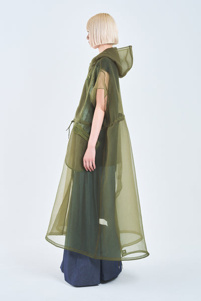 ! Pre-Order ! See-through French Sleeve Cape. Khaki