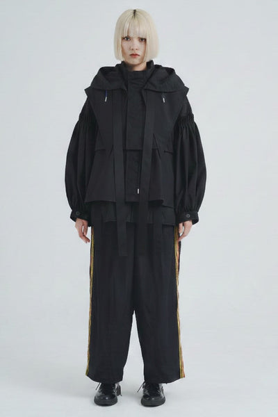 4WAY Pin tuck Nylon Short Mountain Black With Liner