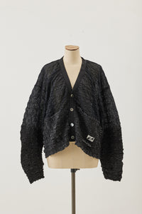 Shirring lace cardigan Black