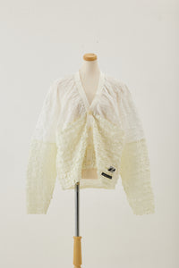 Pre order 完全受注  ：Shirring lace cardigan White