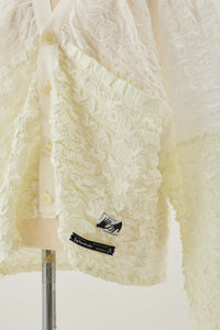 Shirring lace cardigan White