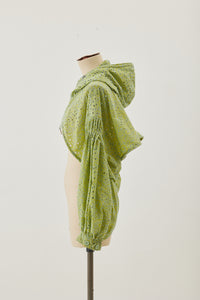 !Pre-Order! Flower embroidered nylon anorak:Leaf Green