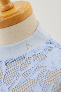 !Pre-Order! Flower Jacquard tee Sky Blue