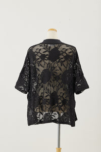 Flower Jacquard tee Black