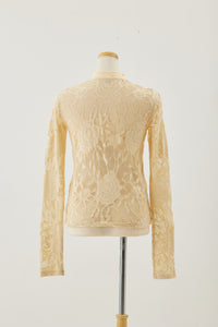 !Pre-Order! Flower Jacquard long sleeve tee Ecru