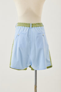 !Pre-Order! Flower embroidered tuck short pants:Leaf Green