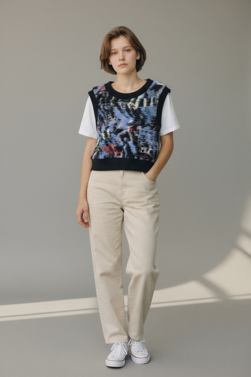 Flower Boa Vest Blue Forest