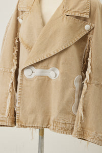 Denim Big Collar Jacket Beige Chemical