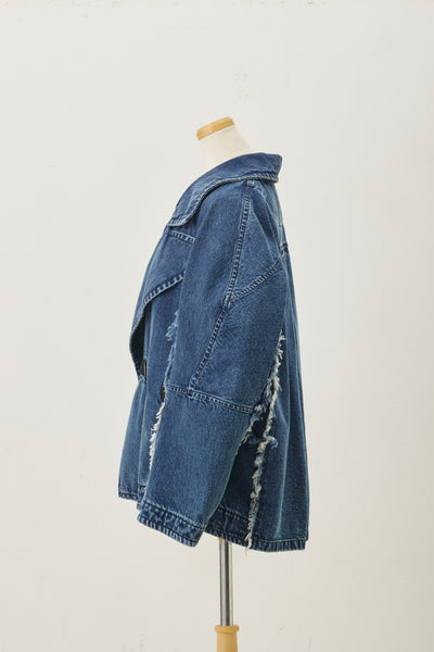 Denim Big Collar Jacket Blue Chemical