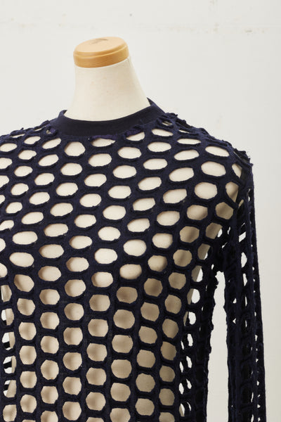 Hole Tight Knit Dress Navy