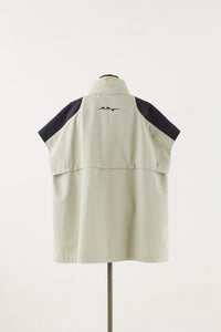 THREE LAYER VEST PONCHO GREIGE