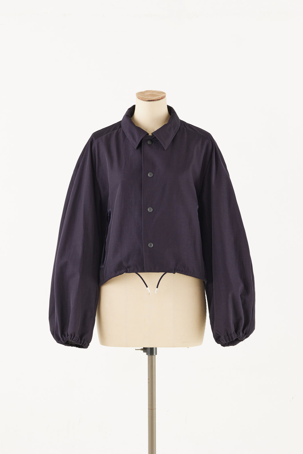 Linen Navy Short Coach Jacket