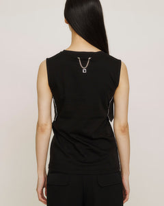 Art embroidered sleeveless origami tops - MEGMIURA