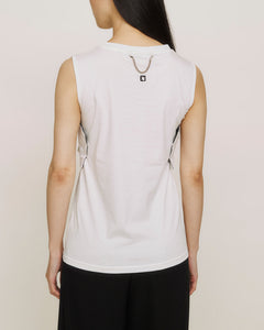 Art embroidered sleeveless origami tops - MEGMIURA