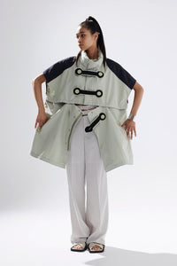 THREE LAYER VEST PONCHO GREIGE