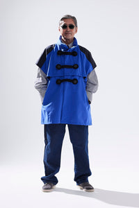 THREE LAYER VEST PONCHO BLUE